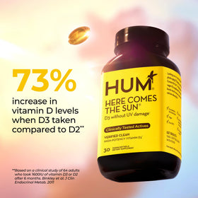 HUM Vitamine D3 Vegan 2000 IU gélules sur une table
