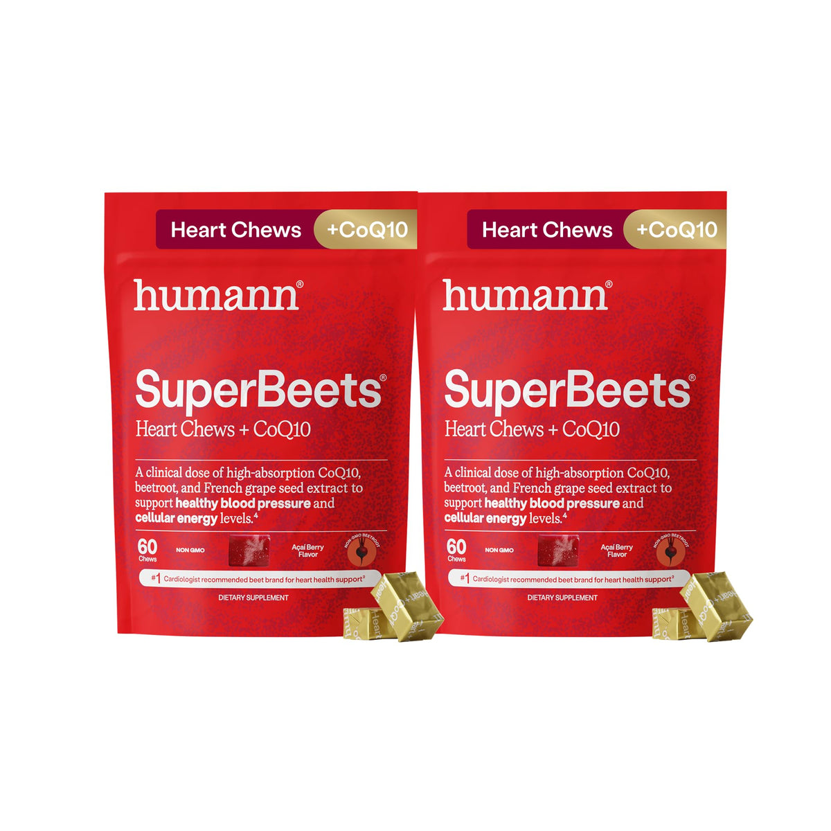 HumanN SuperBeets Chews 3-en-1 150mg CoQ10 avant vue
