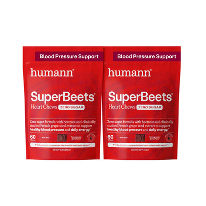 HumanN SuperBeets Heart Chews packaging, pomegranate berry flavor