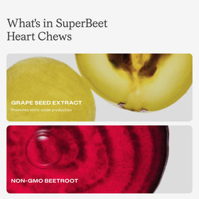 HumanN SuperBeets Heart Chews près d'un verre d'eau