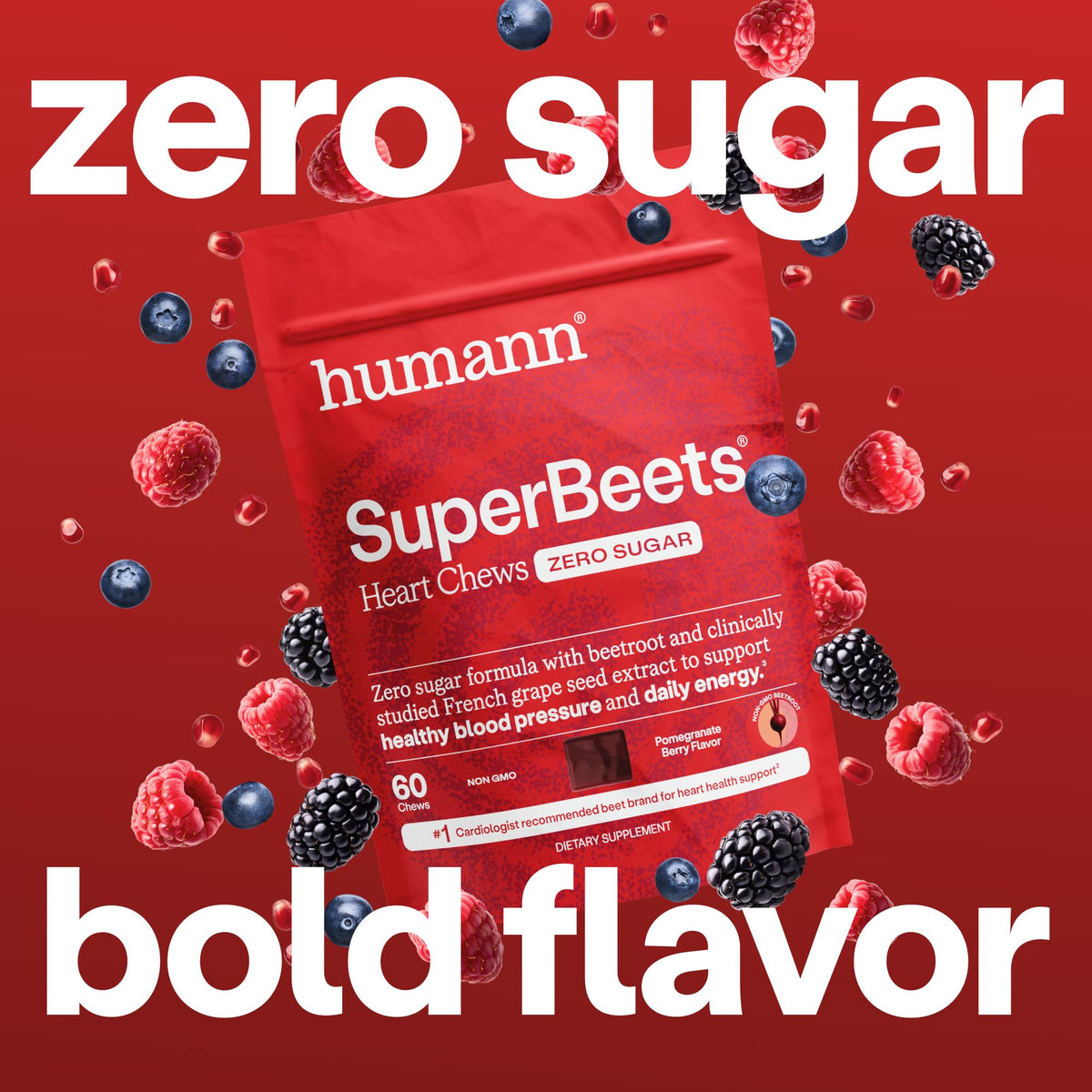 HumanN SuperBeets Heart Chews saveur baie grenade emballage