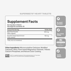 HumanN SuperBeets Tablettes Cœur 500mg avec des ingrédients naturels en arrière-plan