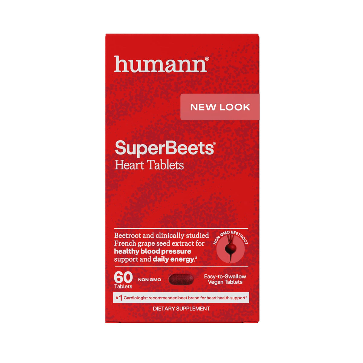 HumanN SuperBeets Tablettes Cœur 500mg vue de face avec emballage