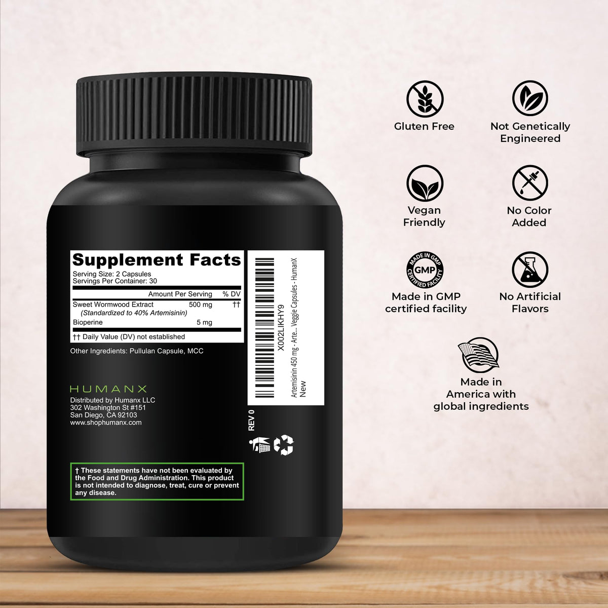 HUMANX Artemisinin 505 mg gélules vue arrière