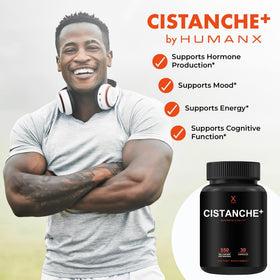 HUMANX Cistanche+ 550MG capsules sur une surface blanche