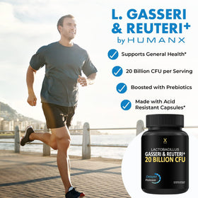 HUMANX Lactobacillus Gasseri & Reuteri capsule ouverte montrant le contenu