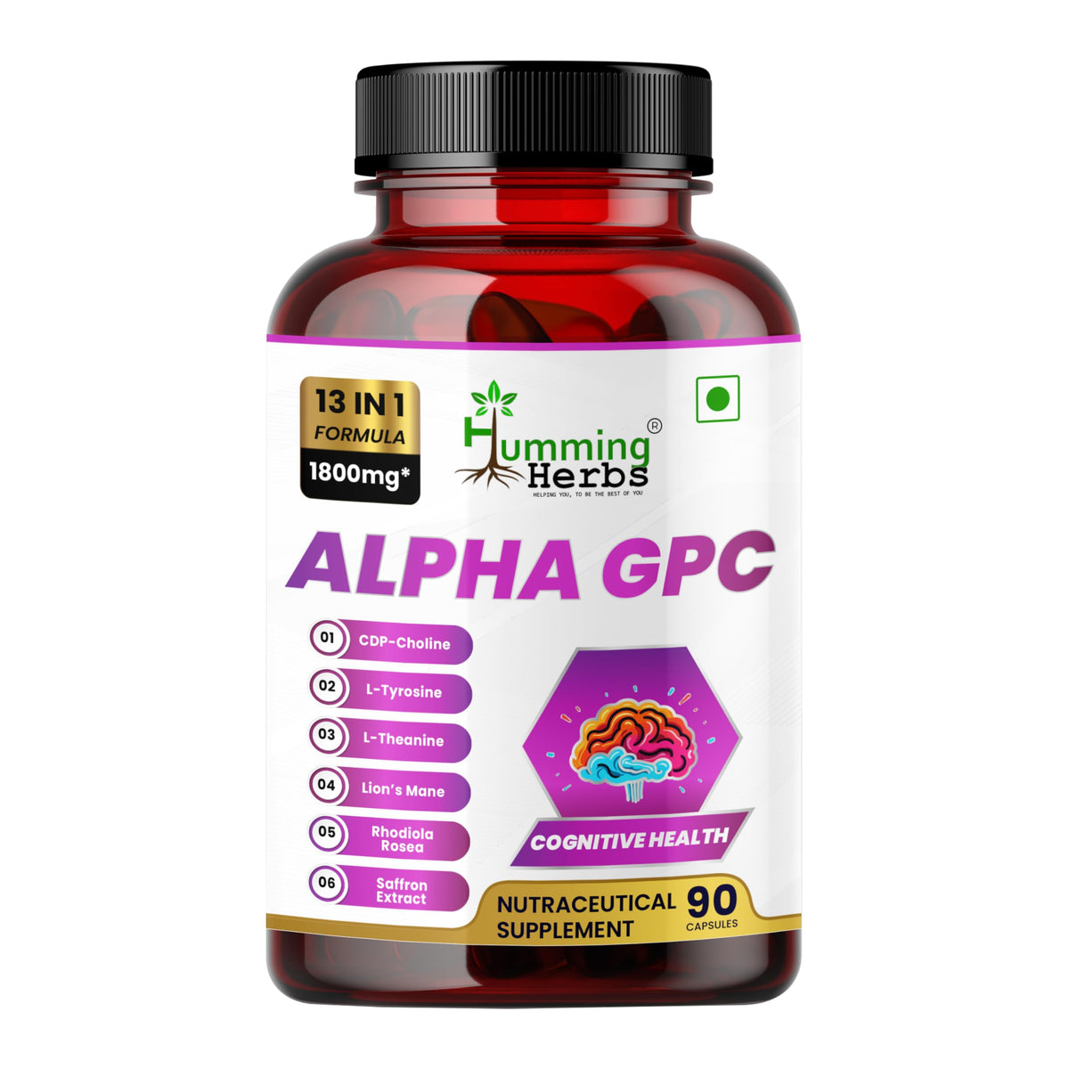 Humming Herbs Alpha GPC 300mg boîte avec 90 gélules