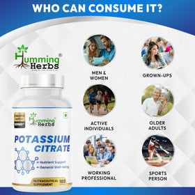 Humming Herbs Citrate de Potassium 500mg gélules avec un verre d'eau