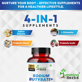 Humming Herbs Sodium Butyrate+ capsules végétariennes avec dosette