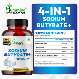 Humming Herbs Sodium Butyrate+ capsules végétariennes avec étiquette