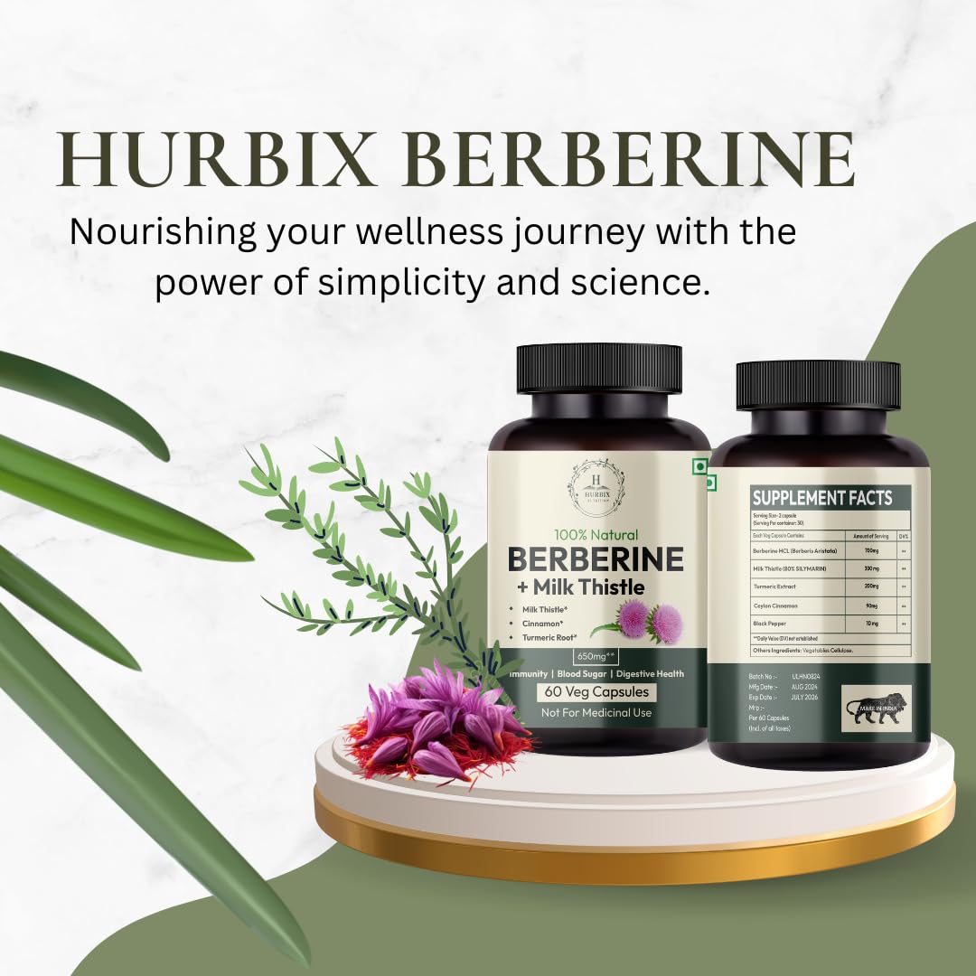 HURBIX NUTRITION Berbérine 1300 mg capsules with curcuma and cannelle