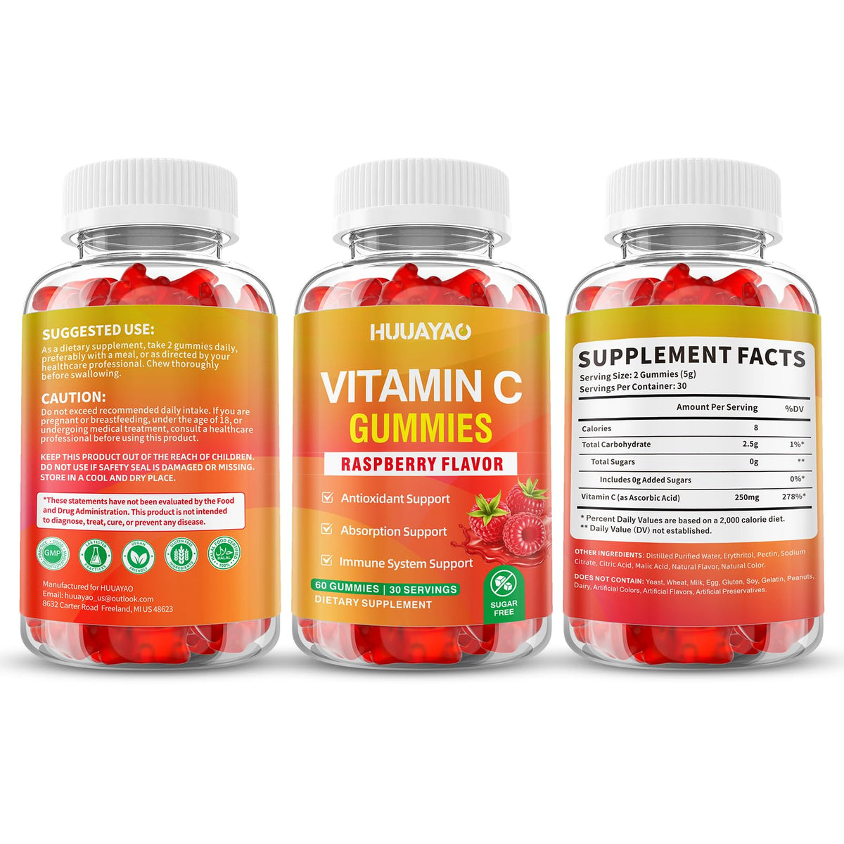 HUUAYAO Gummies de Vitamine C, gummies sur une table
