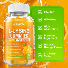 HUUAYAO Gummies L-Lysine 500mg gummies sur une table