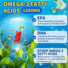 HUUAYAO Gummies Omega-3 Végétales 1280mg, vue de côté