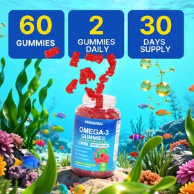 HUUAYAO Gummies Omega-3 Végétales 1280mg, vue de côté