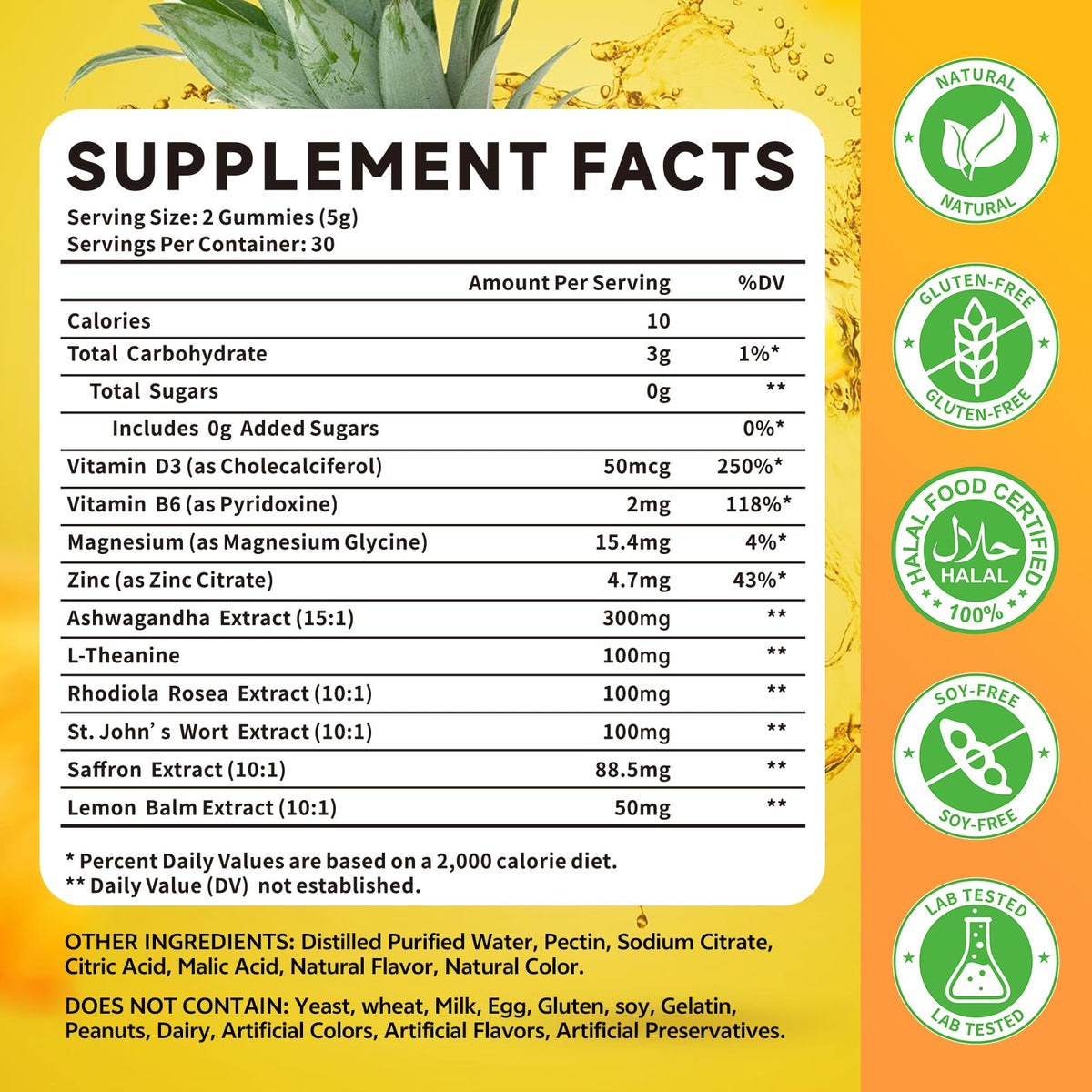 HUUAYAO Gummies Safran 10-en-1 avec vitamines et minéraux