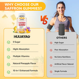 HUUAYAO Gummies Safran 10-en-1 ingrédients principaux