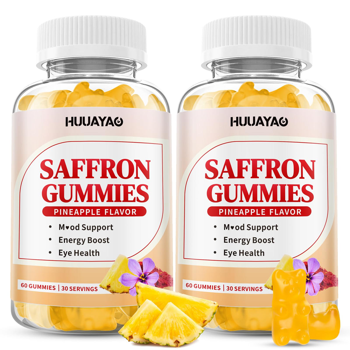 HUUAYAO Gummies Safran 10-en-1 paquet avant vue