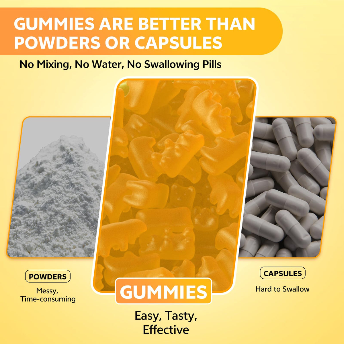 HUUAYAO Gummies Safran 10-en-1 sur fond blanc