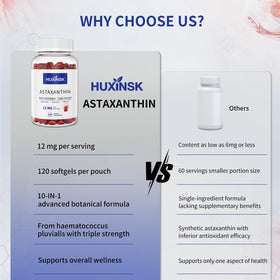 HUXINSK Astaxanthin 12mg gélules molles, étiquette du produit