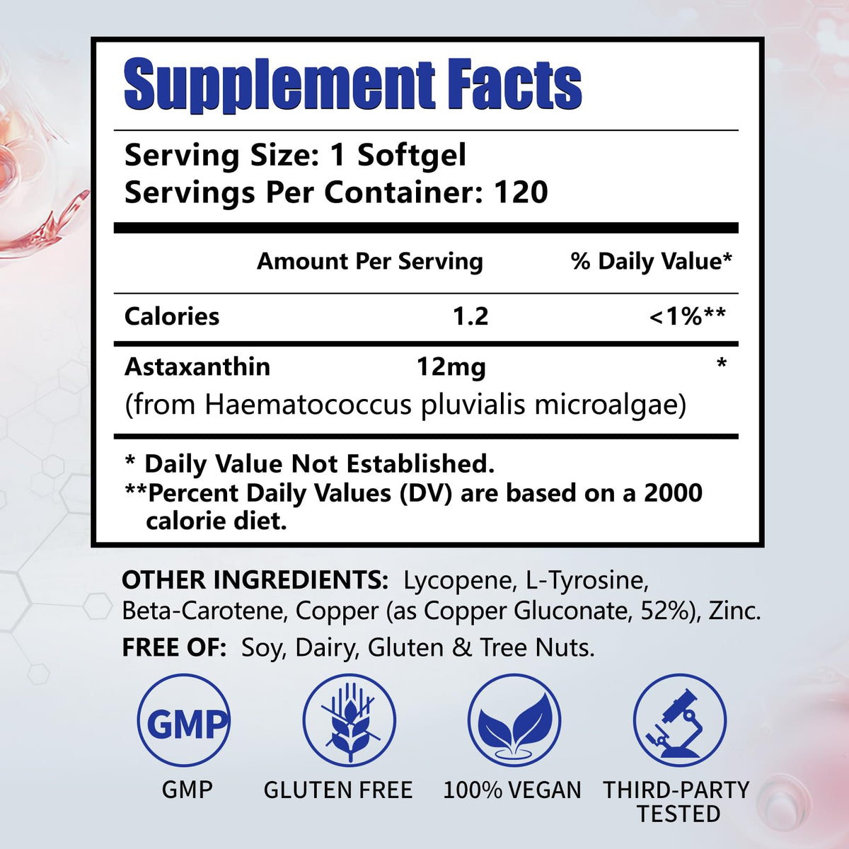 HUXINSK Astaxanthin 12mg gélules molles, gélules dans une main