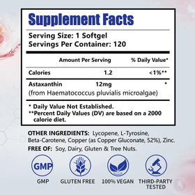 HUXINSK Astaxanthin 12mg gélules molles, gélules dans une main