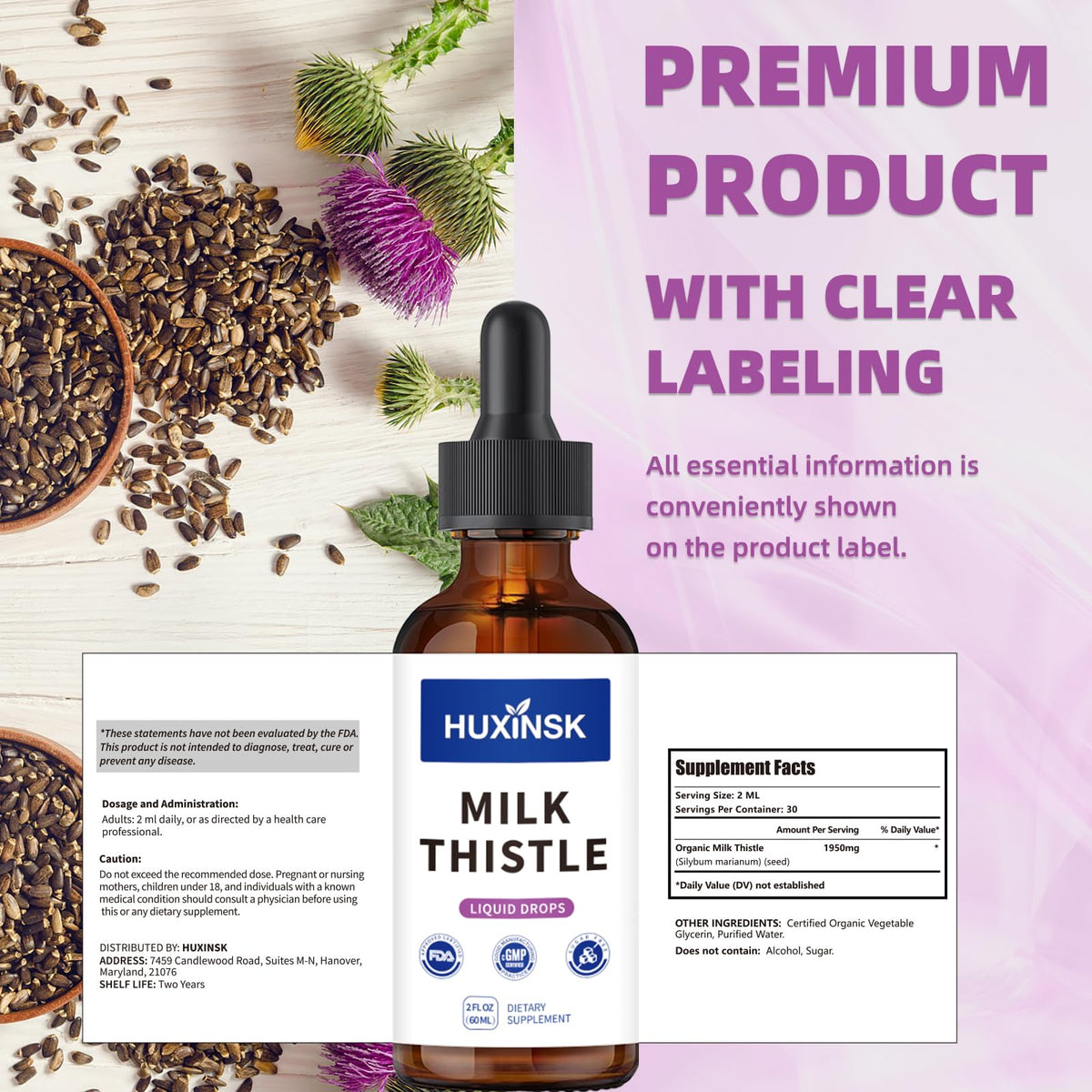 HUXINSK Extrait de Chardon-Marie 60ml en usage