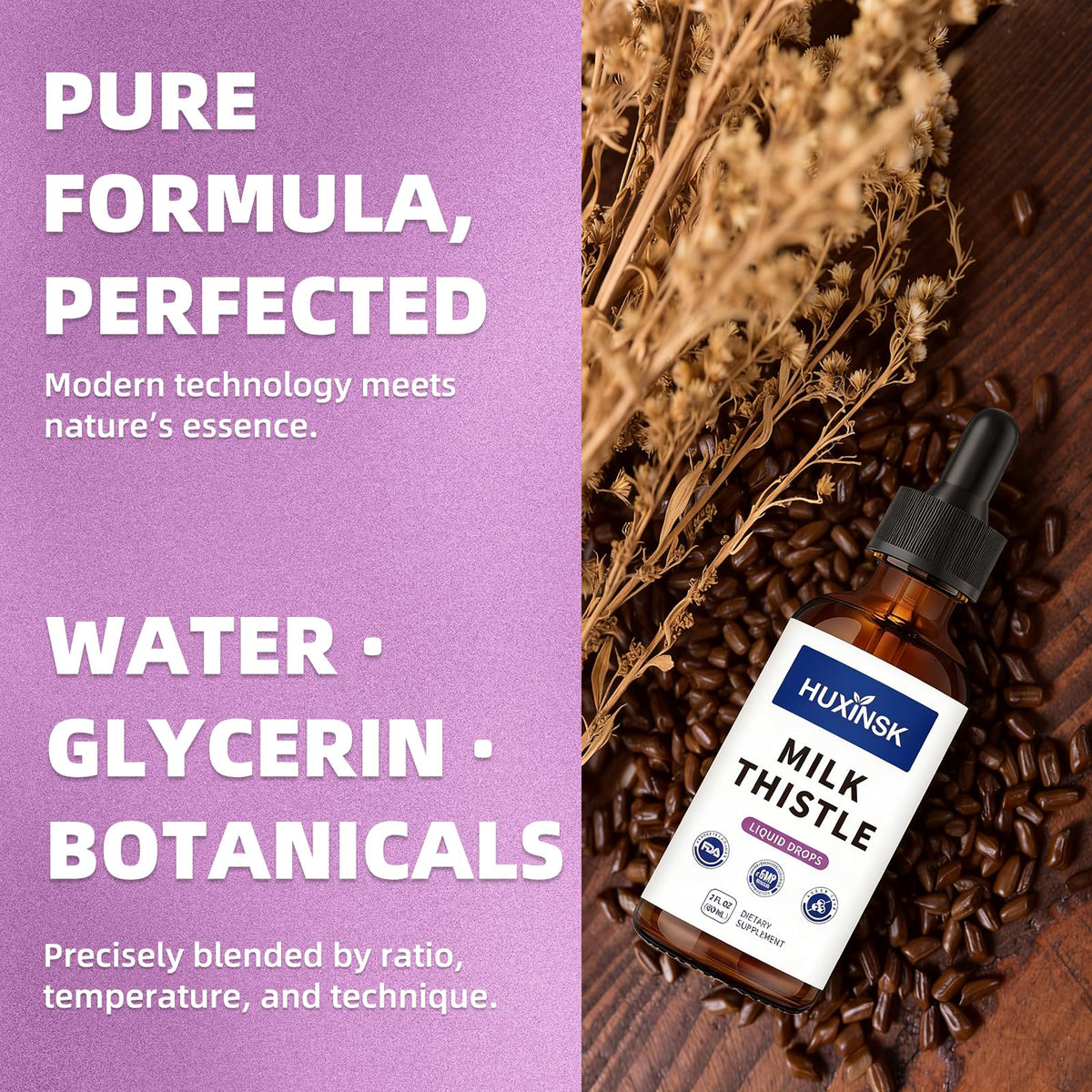 HUXINSK Extrait de Chardon-Marie 60ml et ingrédients