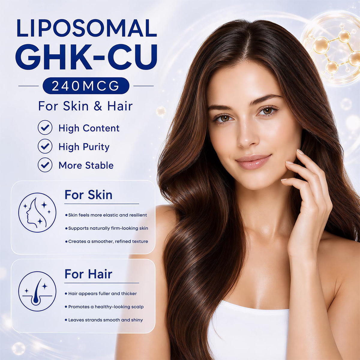 HUXINSK GHK-Cu Peptides de Cuivre sur une table en bois