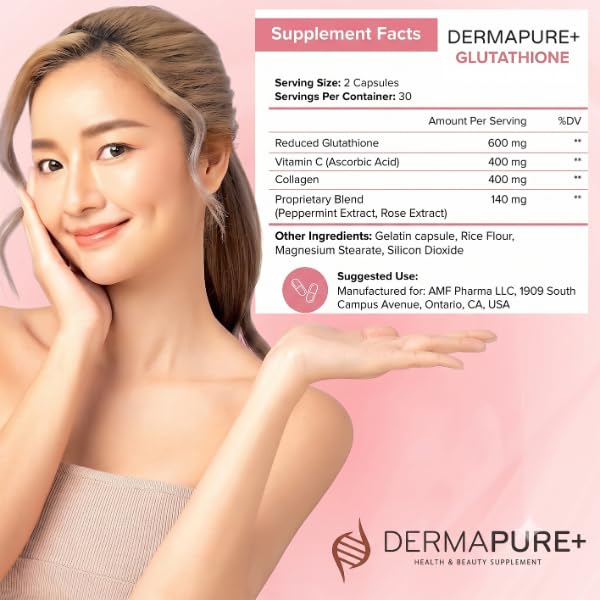 HVSun DermaPure+ 600 mg capsules sur fond blanc