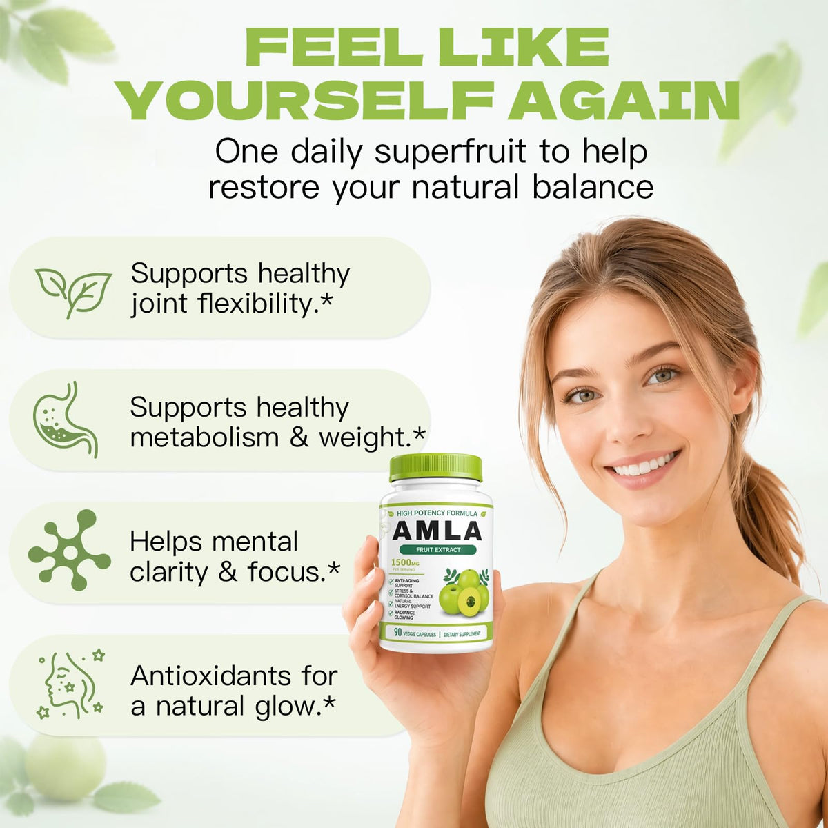 HWMS Amla Bio 1500mg capsules sur fond blanc