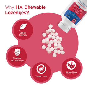 Hyalogic pastilles hyaluronique sur un fond neutre