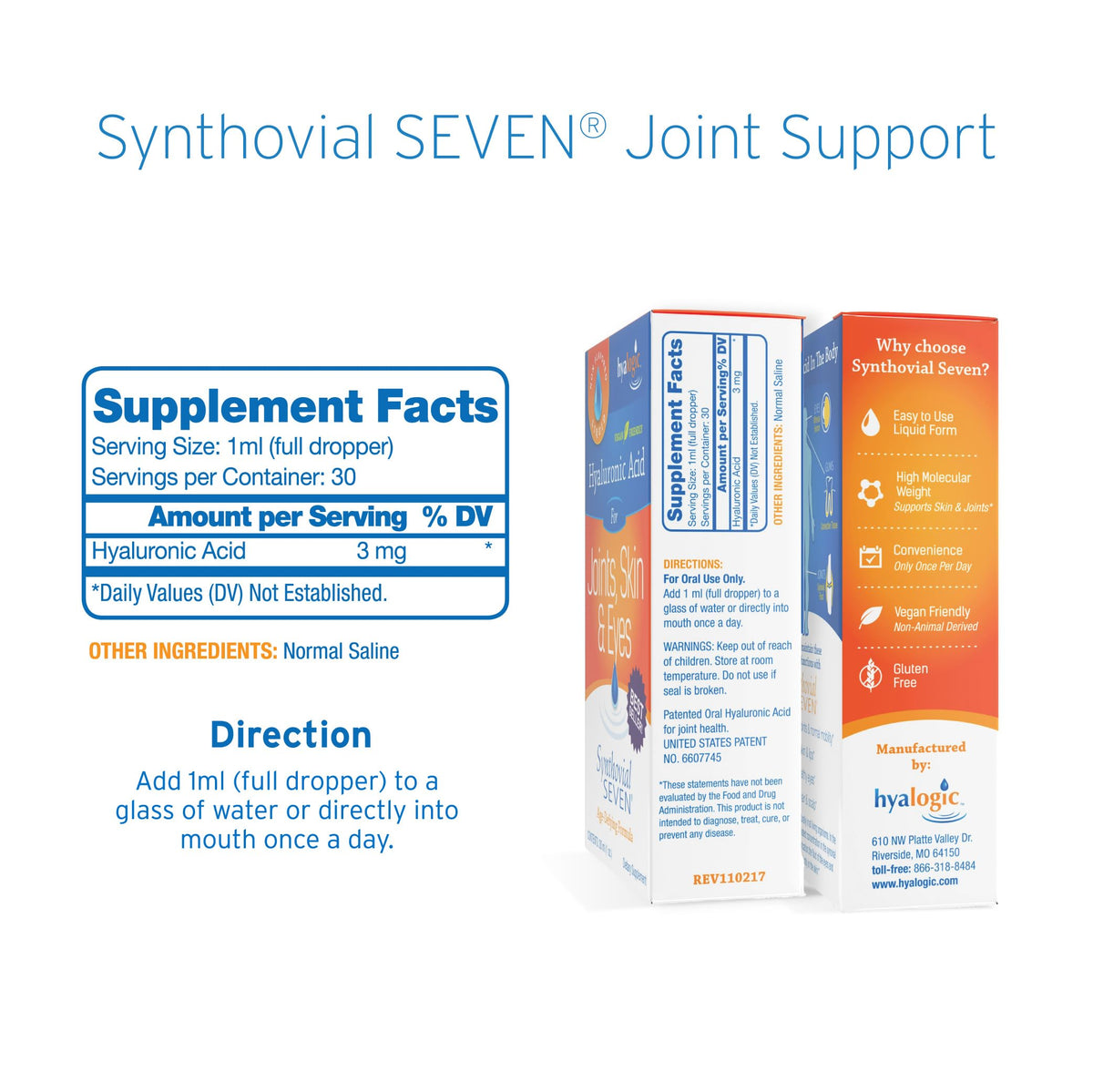 Hyalogic Synthovial Seven HA et accessoires de santé