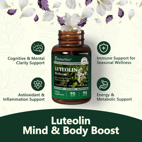 HyberVive Luteoline, flacon ouvert avec capsules visibles