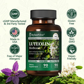 HyberVive Luteoline, flacon sur une table en bois