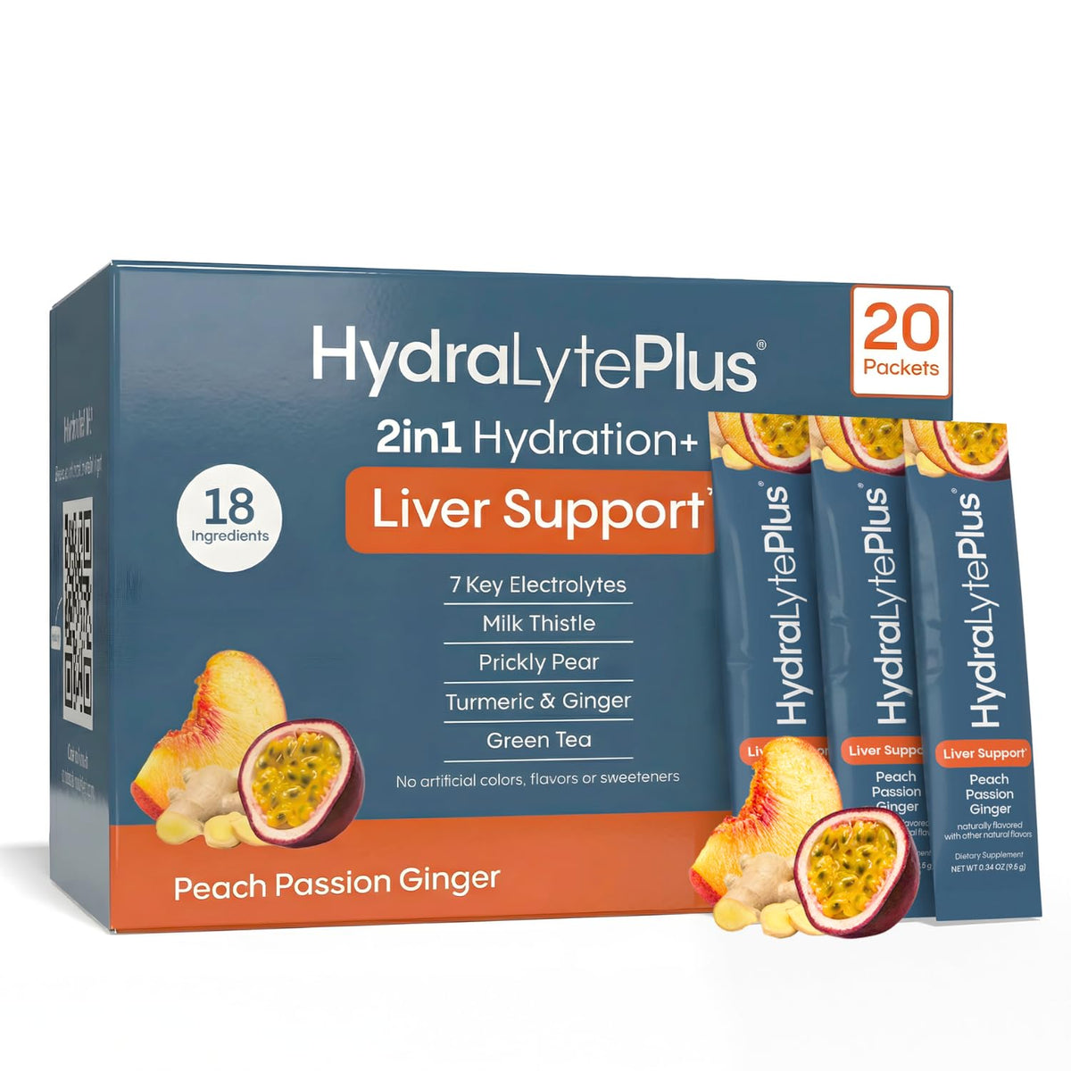Hydralyte Support Hépatique boisson en stick vue de face, saveur Pêche Passion