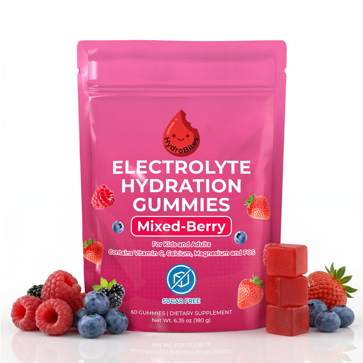 HydroBites Gummies Électrolytes Fruits Rouges, emballage avant