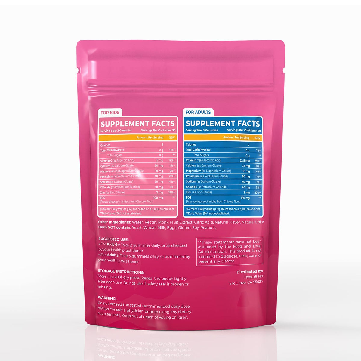HydroBites Gummies Électrolytes, gummies sur une surface plane