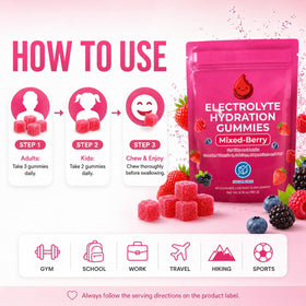 HydroBites Gummies Électrolytes, vue de côté montrant la texture