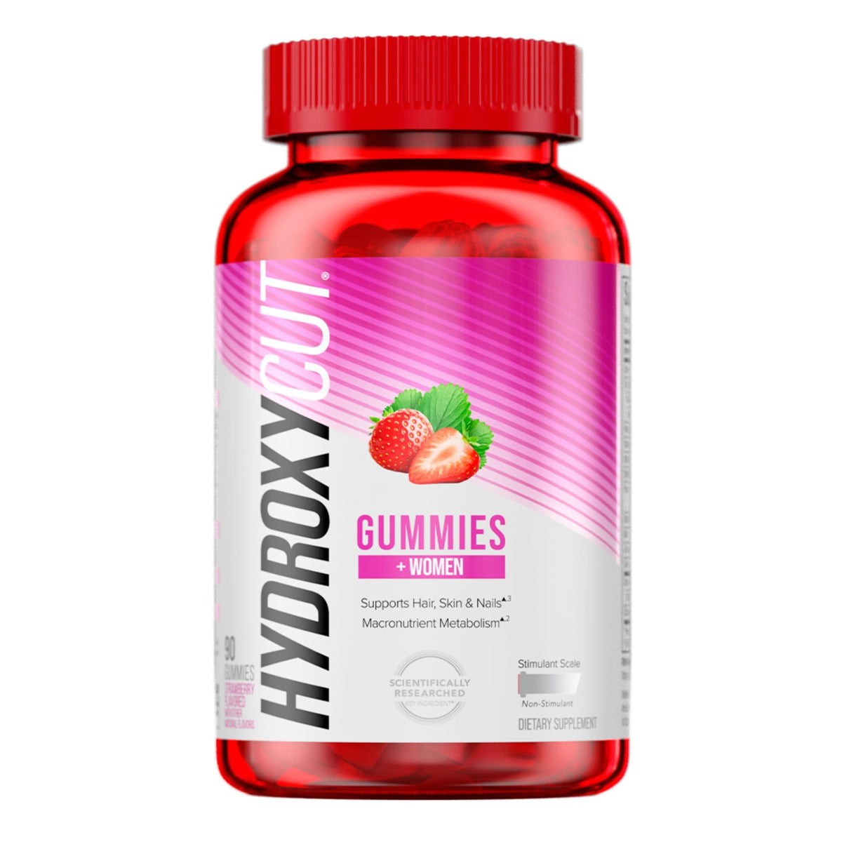 Hydroxycut Gummies +Women 90 bonbons fraise vue de face