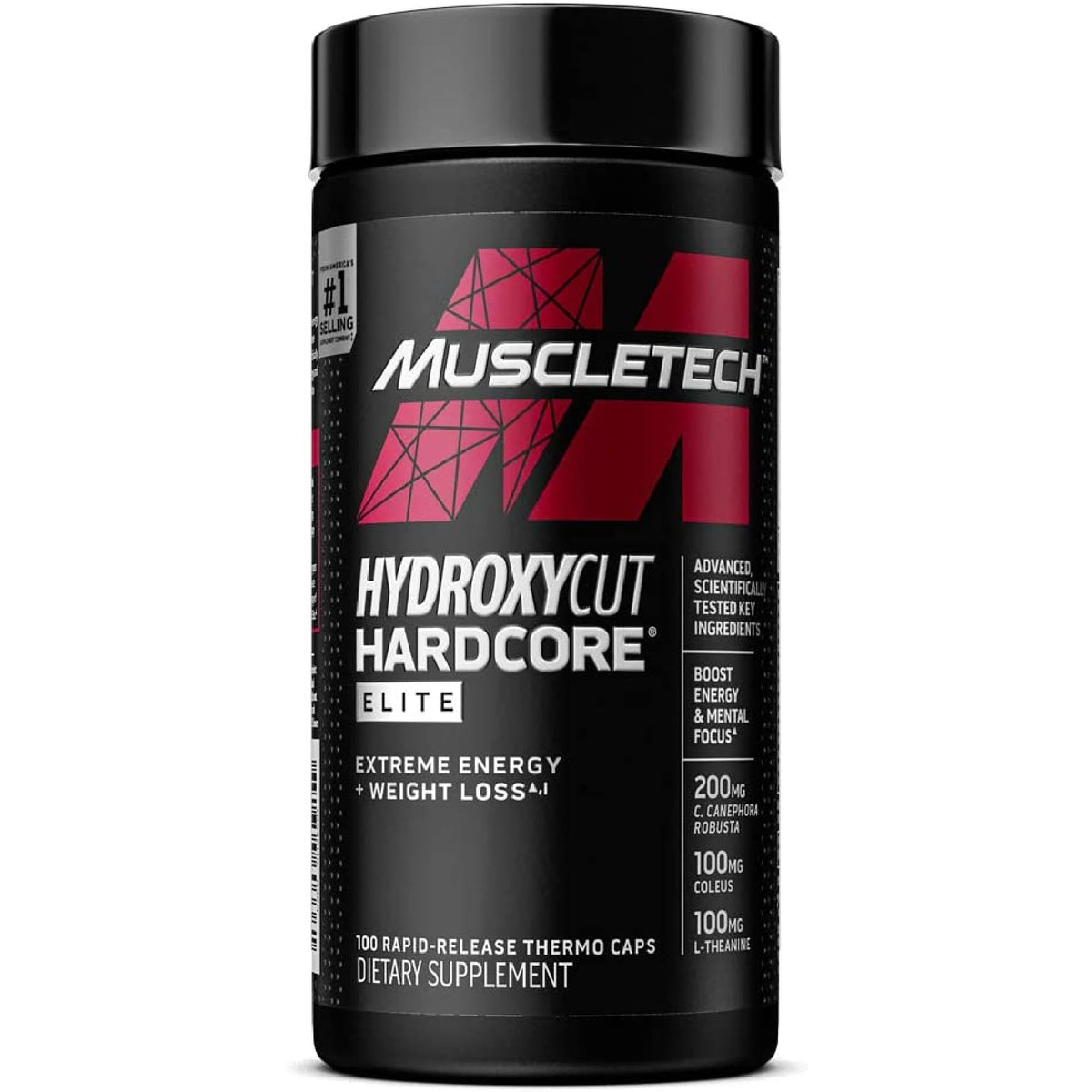 Hydroxycut Hardcore Elite 100 capsules, vue de face