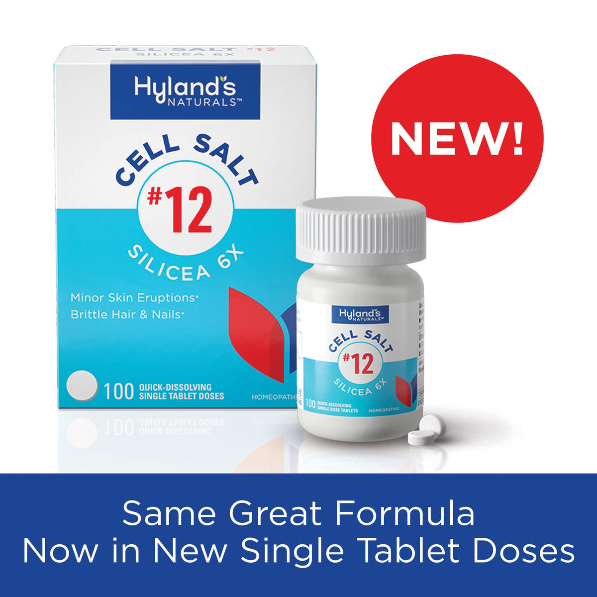 Hyland's Cell Salt #12 Silicea 6X emballage et dosage