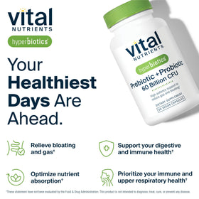 Hyperbiotics Complément Alimentaire Prébiotique et Probiotique 60 Capsules - Composition sur l'étiquette