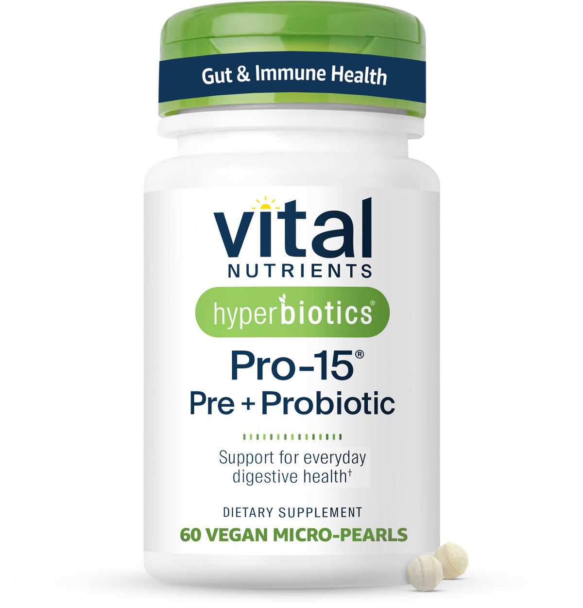 Hyperbiotics Pro-15 boîte de 60 perles végétales vue de face