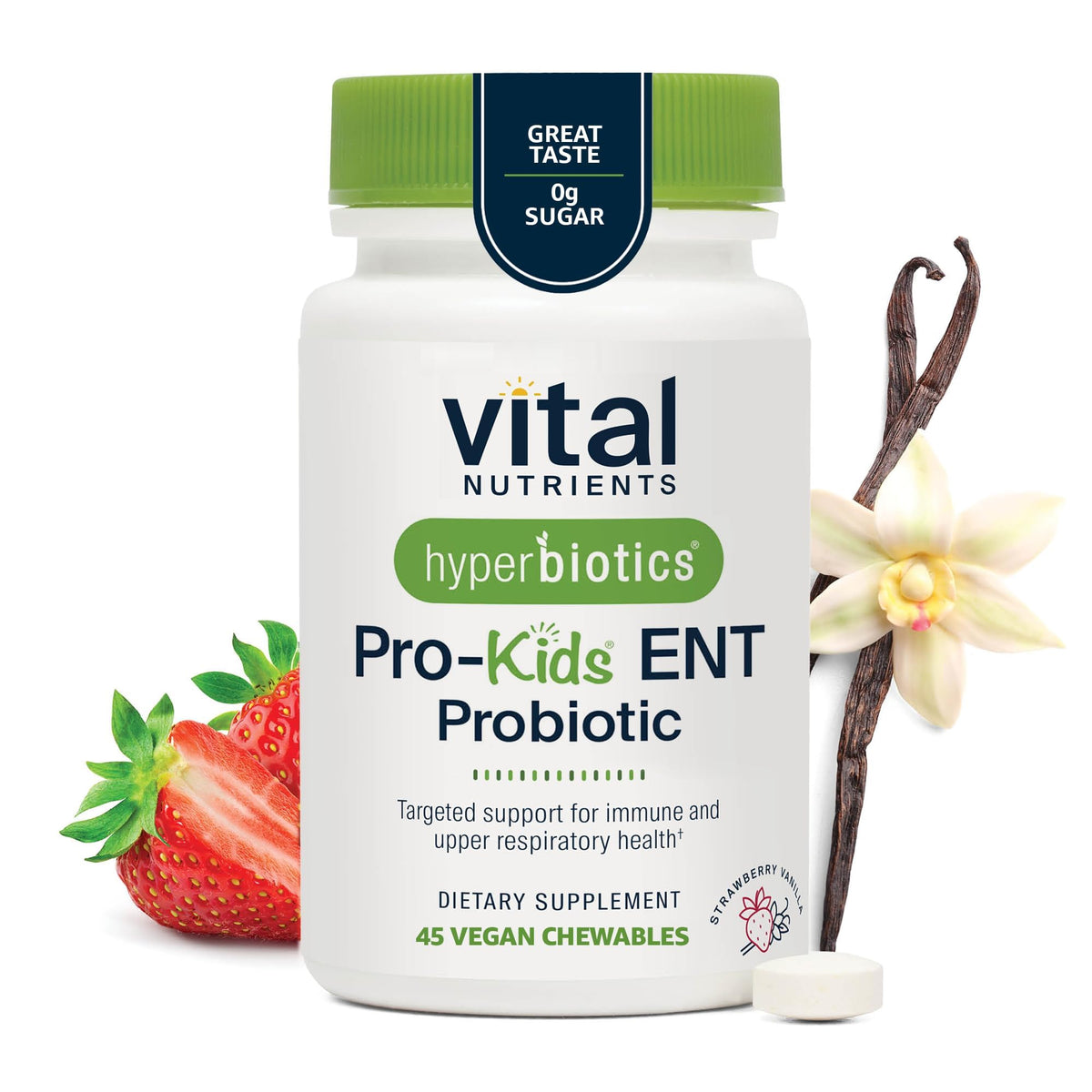 Hyperbiotics Probiotique Enfants 45 comprimés à mâcher fraise-vanille vue de face