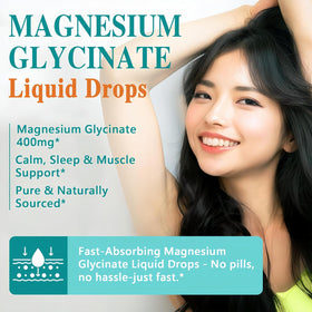 HZZYPLANT Magnésium Glycinate 400mg gouttes avec étiquette et dosage