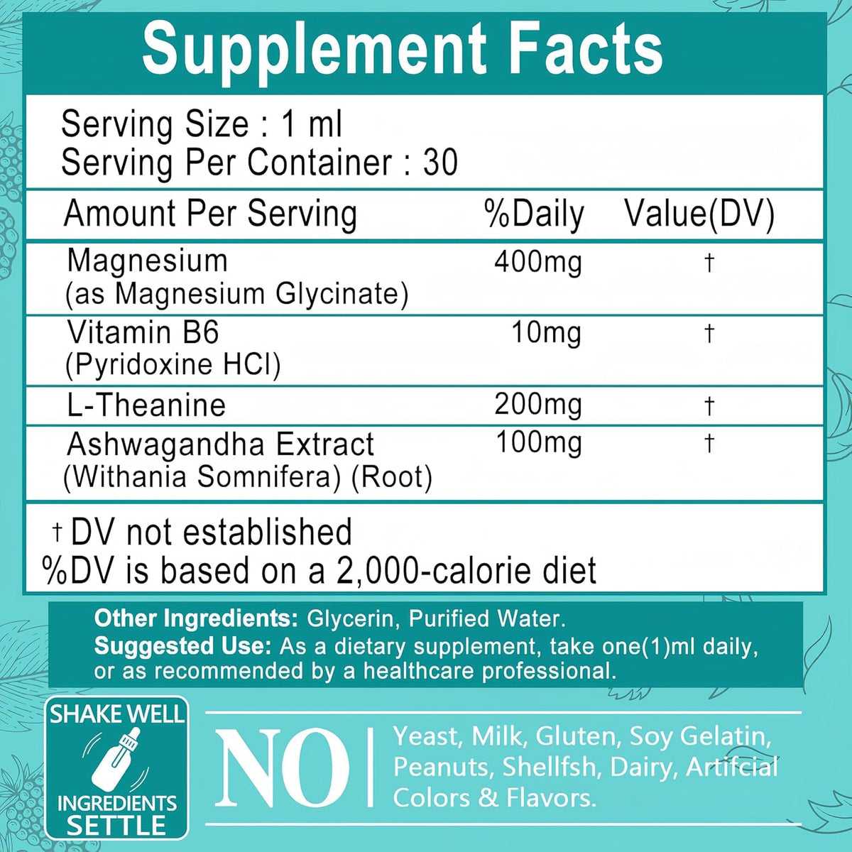 HZZYPLANT Magnésium Glycinate 400mg gouttes en usage quotidien