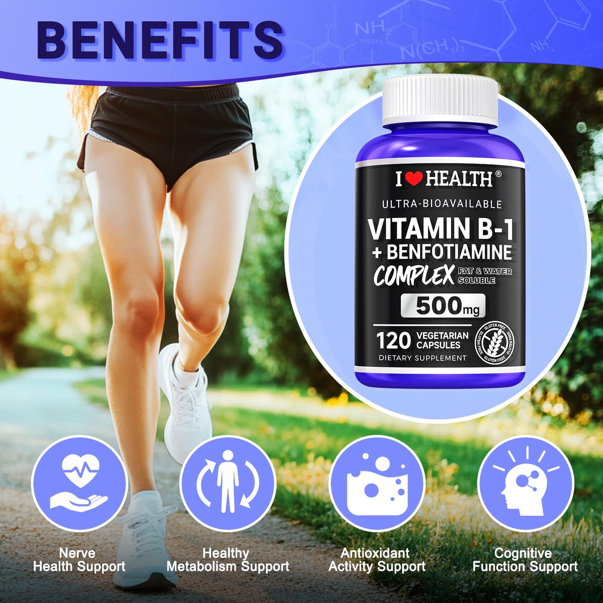I LOVE HEALTH B1 500mg capsules avec benfotiamine