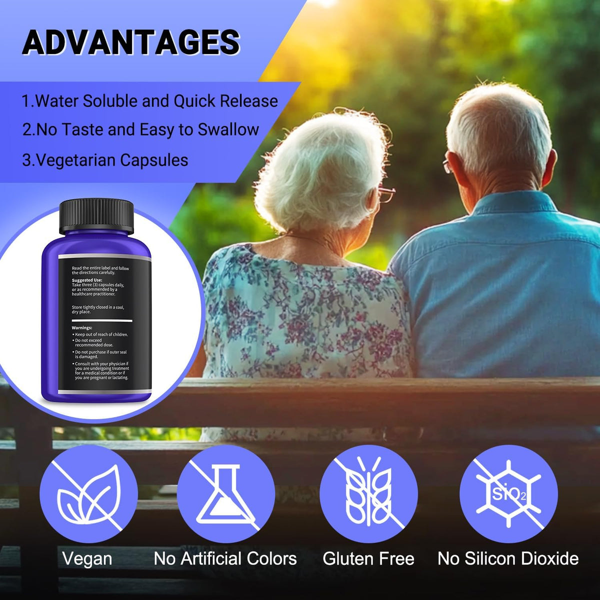I LOVE HEALTH B1 500mg flacon ouvert avec capsules