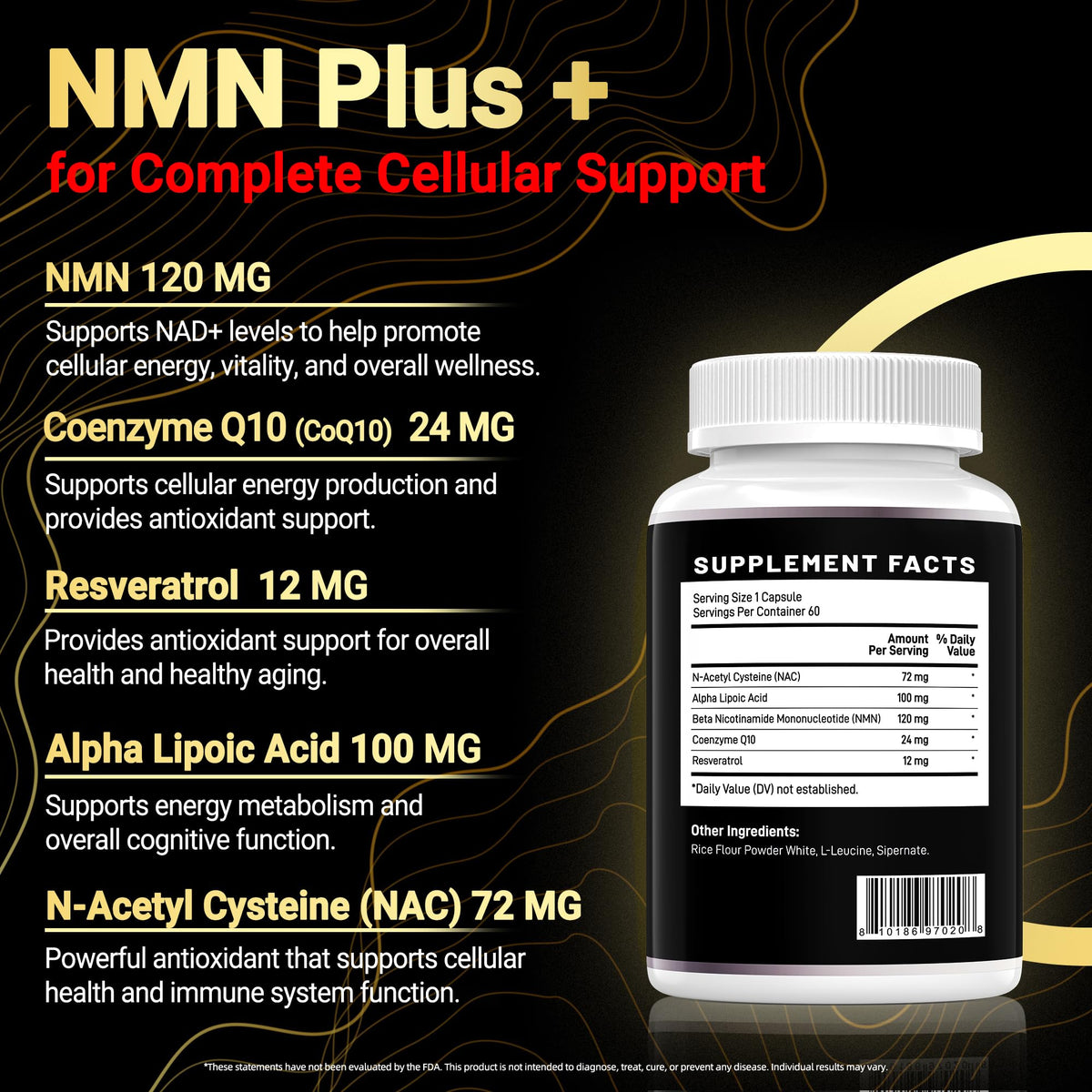 I LOVE HEALTH NMN Complex Plus+ capsules en gros plan